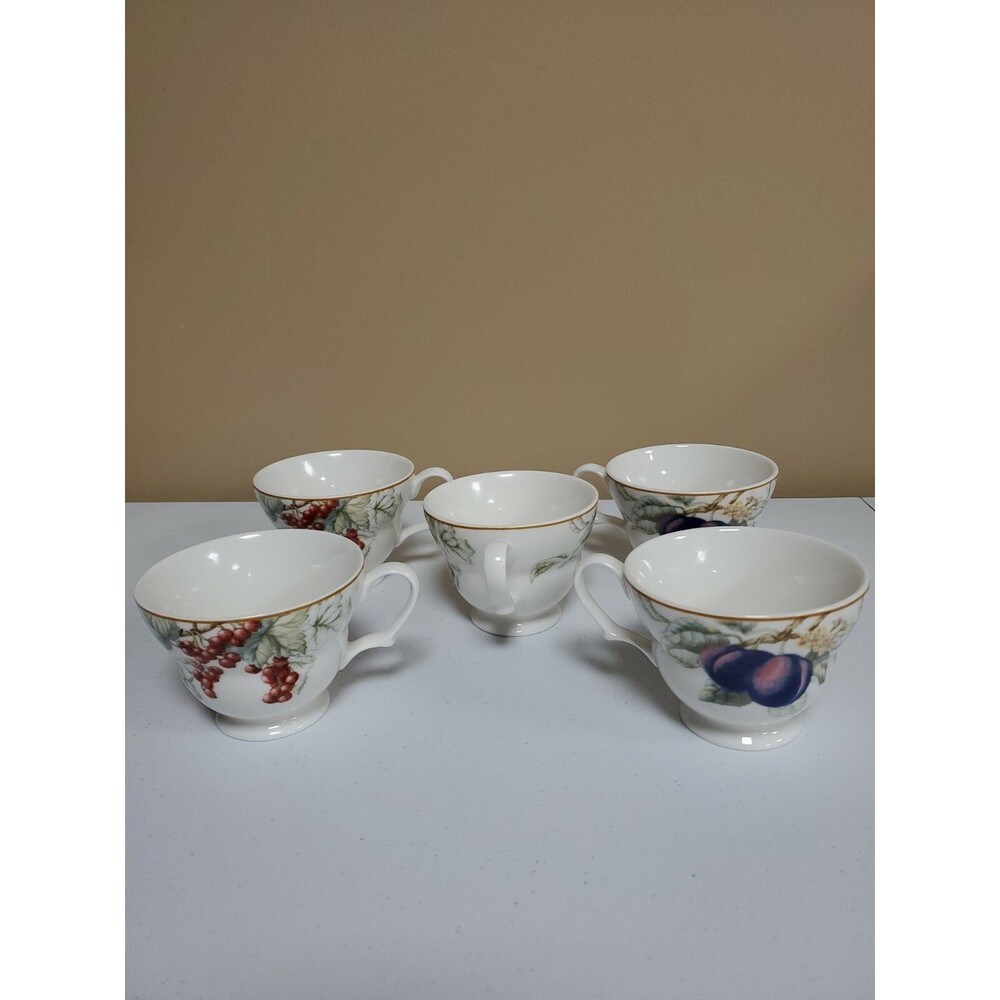 VTG Charter Club Casuals Summer Grove Fruits Set of 5 Coffee Mugs Tea Cups 1997